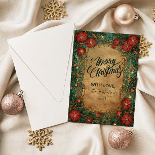 Cartes Pour Fêtes Annuelles Amaryllis victorien Noël houx
