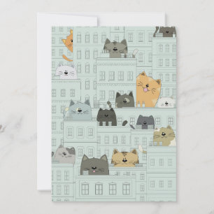 Cartes Pour Fêtes Annuelles Amateur de chats Chats et la ville