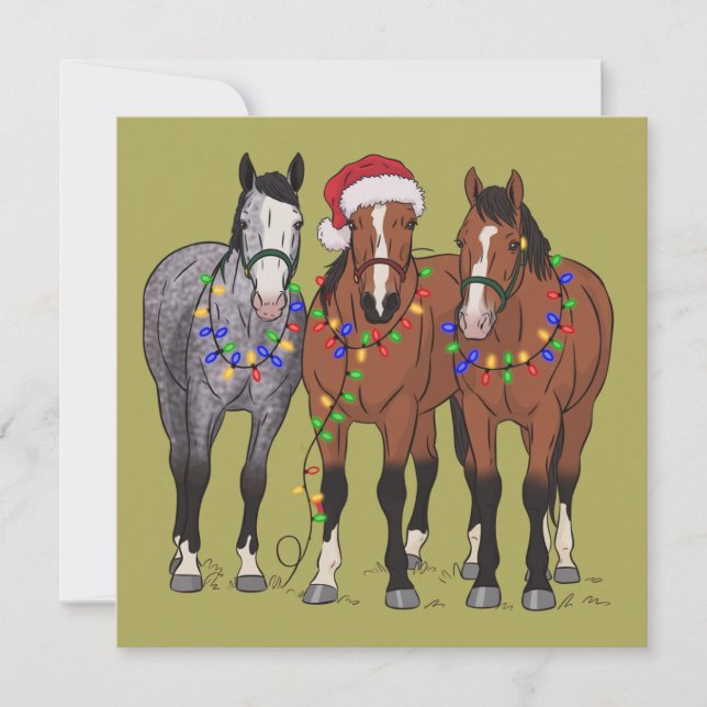 Cartes Pour Fêtes Annuelles Amateur de chevaux Noël Animaux de la ferme Amoure (Devant)