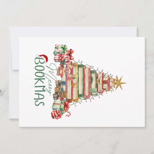Cartes Pour Fêtes Annuelles Amateur de livres Joyeux Bookmas Noël (Devant)