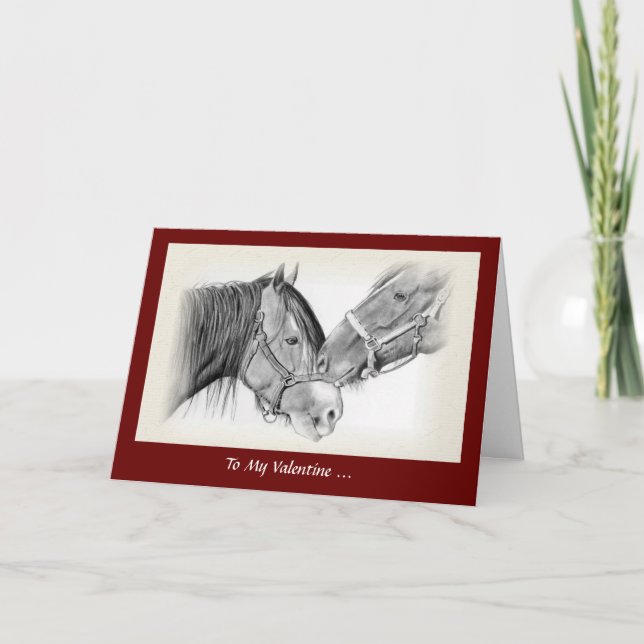 Cartes Pour Fêtes Annuelles Amateurs de chevaux : Saint Valentin, Cheval Autou (Devant)