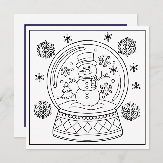 Cartes Pour Fêtes Annuelles Amateurs de coloriage festif enneigeur (Devant / Derrière)