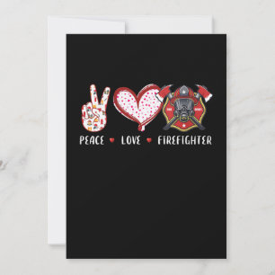 Cartes Pour Fêtes Annuelles Amateurs de pompiers Peace Love Cadeaux pompiers
