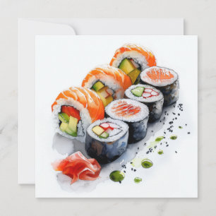 Cartes Pour Fêtes Annuelles Amateurs de sushi Wasabi Design unique Blank