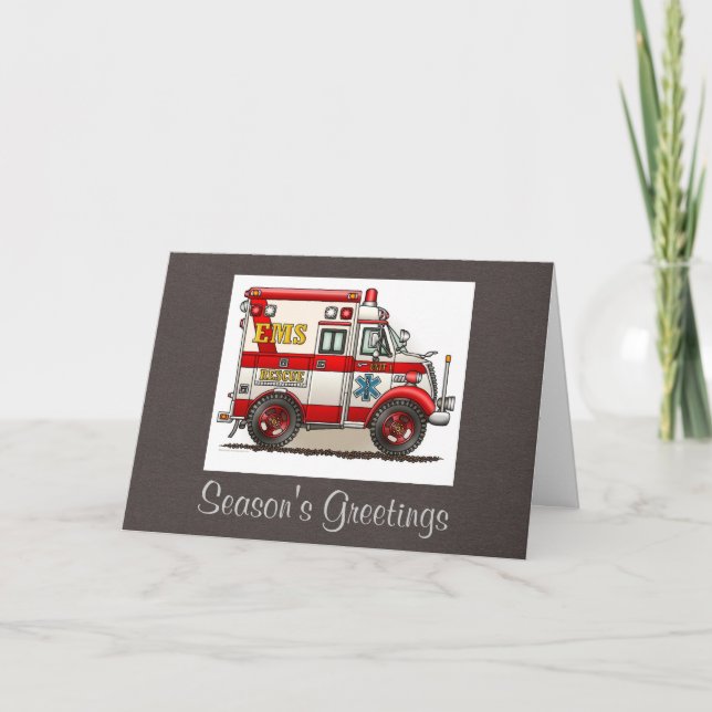 Cartes Pour Fêtes Annuelles Ambulance de camion boîte (Devant)