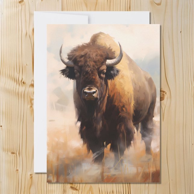 Cartes Pour Fêtes Annuelles American Bison Buffalo Portrait (Créateur téléchargé)