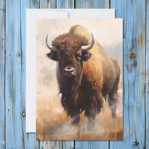 Cartes Pour Fêtes Annuelles American Bison Buffalo Portrait