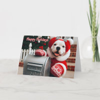 American Bulldog Pup at Père Noël Mailbox Card