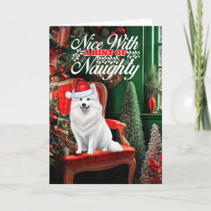 Cartes Pour Fêtes Annuelles American Eskimo Christmas Dog Naughty ou Nice
