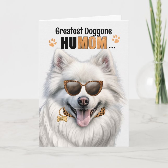 Cartes Pour Fêtes Annuelles American Eskimo Dog Best HuMOM Jour des Mères (Devant)