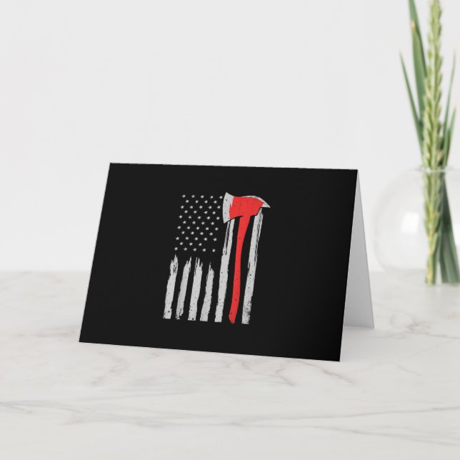 Cartes Pour Fêtes Annuelles American Flag Firefighter Red Firefighter (Devant)