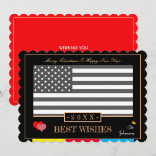 Cartes Pour Fêtes Annuelles American Flag & Happy New Year/Best Wings USA
