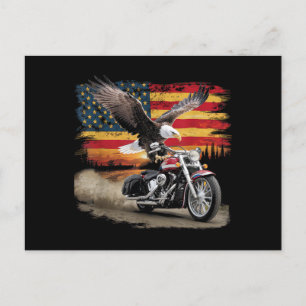 Cartes Pour Fêtes Annuelles American Flag Mocycle Tshirt USA Flag Bike Ret
