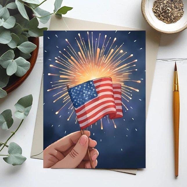 Cartes Pour Fêtes Annuelles American Flag Patriotic Fourth of July (Créateur téléchargé)