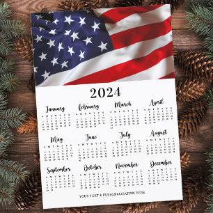 Cartes Pour Fêtes Annuelles American Flag USA Patriotic Calendrier 12 mois