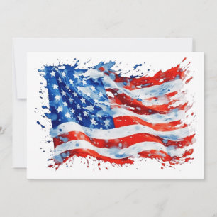 Cartes Pour Fêtes Annuelles American Flag USA Watercolor 4 juillet
