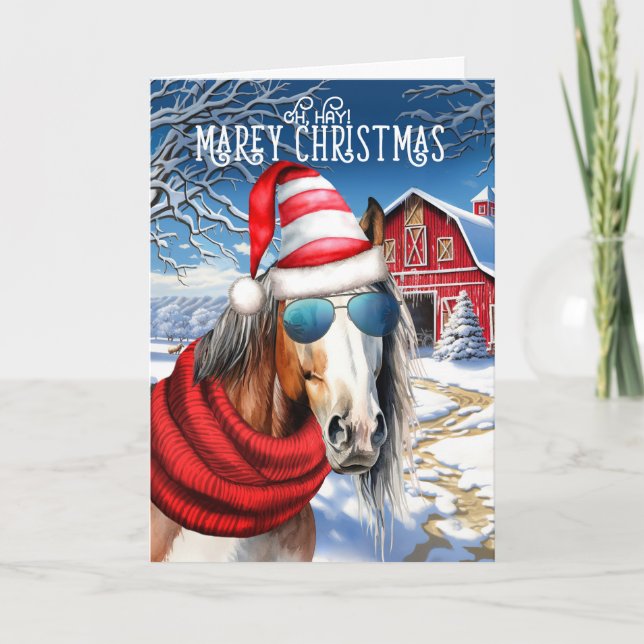 Cartes Pour Fêtes Annuelles American Paint Horse drôle MAREy Noël (Devant)