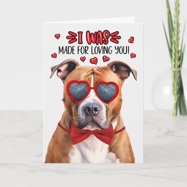 Cartes Pour Fêtes Annuelles American Pit Bull Dog Vous Aimer Valentine (Devant)