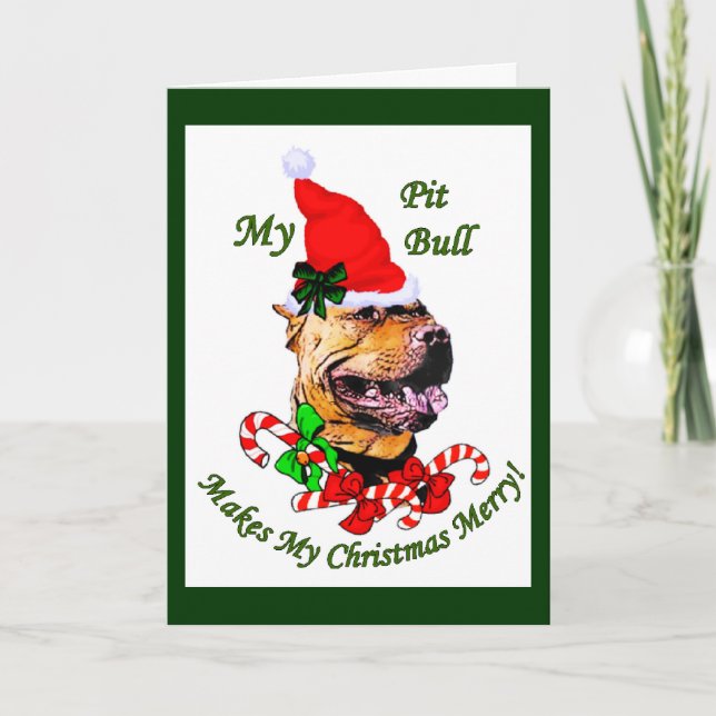 Cartes Pour Fêtes Annuelles American Pit Bull Terrier Cadeaux de Noël (Devant)