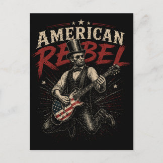 Cartes Pour Fêtes Annuelles American Rebel Lincoln Flag Guitar Rock Art