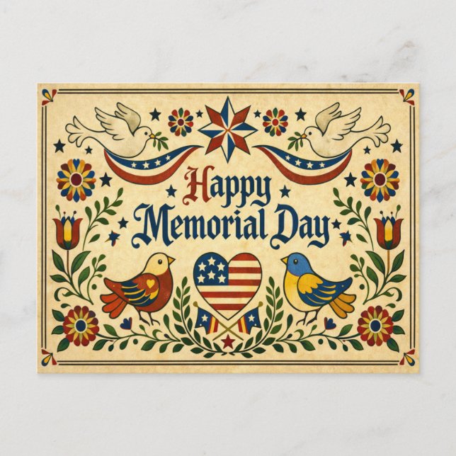 Cartes Pour Fêtes Annuelles Americana Folk Art Memorial Day  (Devant)