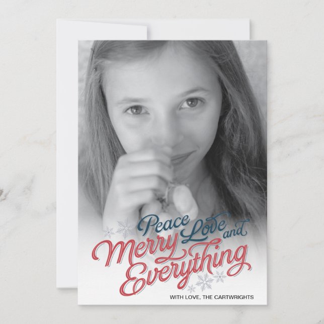 Cartes Pour Fêtes Annuelles Americana Red Ribbon Script Holiday Photo Card (Devant)