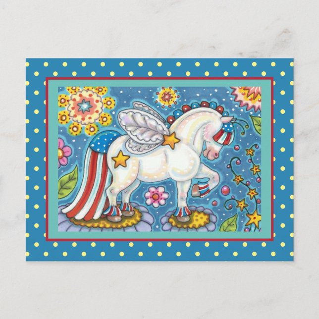 Cartes Pour Fêtes Annuelles AMÉRICANA WHIMSYNICKER PATRIOTIQUE PONY Imaginaire (Devant)