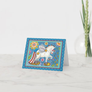Cartes Pour Fêtes Annuelles AMÉRICANA WHIMSYNICKER PATRIOTIQUE PONY Imaginaire