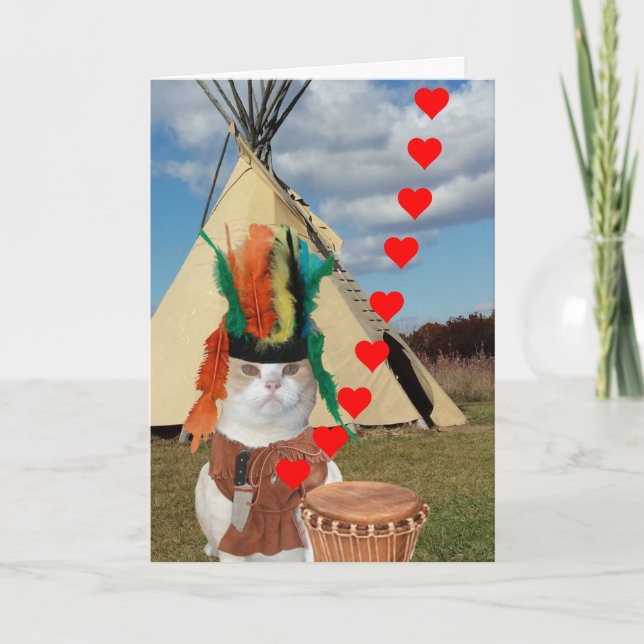 Cartes Pour Fêtes Annuelles Amérindien Amérindien Kitty Valentine (Devant)