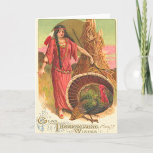 Cartes Pour Fêtes Annuelles Amérindien & Dinde