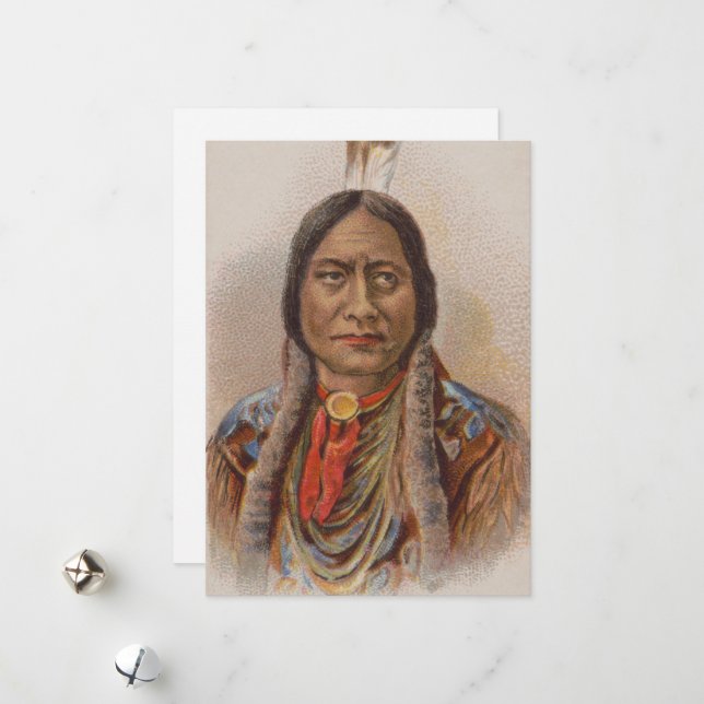 Cartes Pour Fêtes Annuelles Amérindien : Lakota Sitting Bull, publicité pour d (Devant/Arrière en situation)