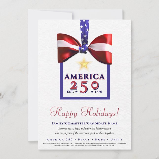Cartes Pour Fêtes Annuelles Amérique 250 Campagne patriotique pour le calendri (Devant)