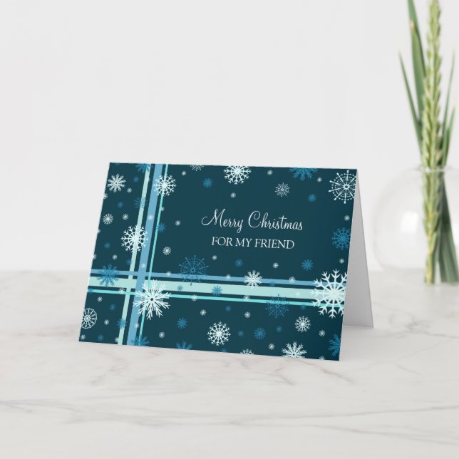 Cartes Pour Fêtes Annuelles Ami Merry Christmas Card Blue Snowflakes (Devant)