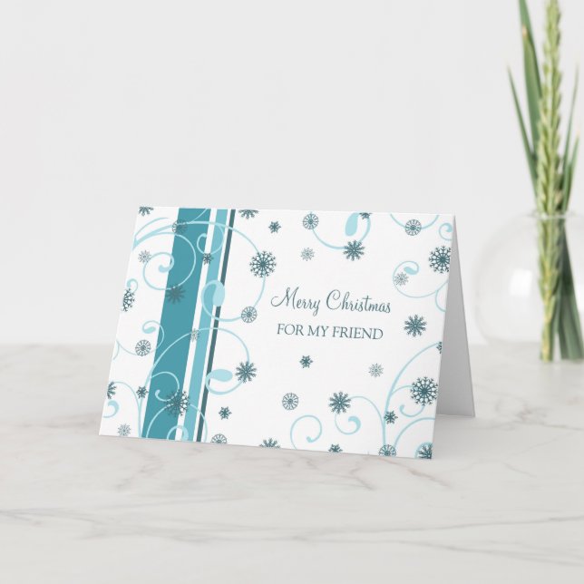 Cartes Pour Fêtes Annuelles Ami Merry Christmas Card Blue White Snowflakes (Devant)