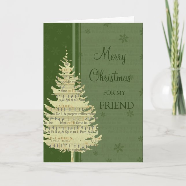 Cartes Pour Fêtes Annuelles Ami Merry Christmas Card Green Christmas Tree (Devant)