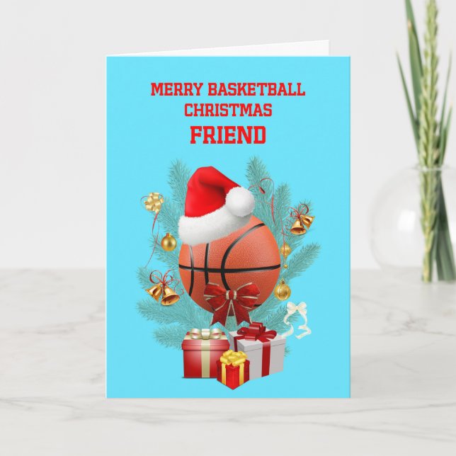 Cartes Pour Fêtes Annuelles Ami Noël Basketball (Devant)