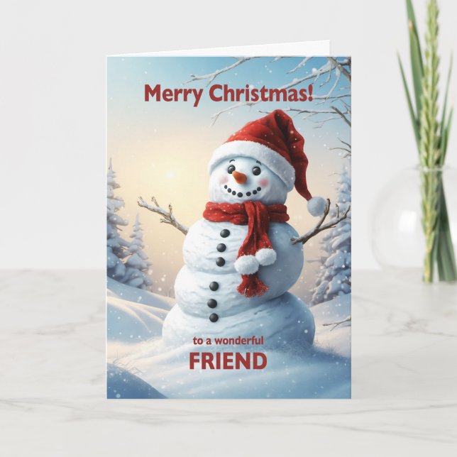 Cartes Pour Fêtes Annuelles Ami Noël Snowman (Devant)