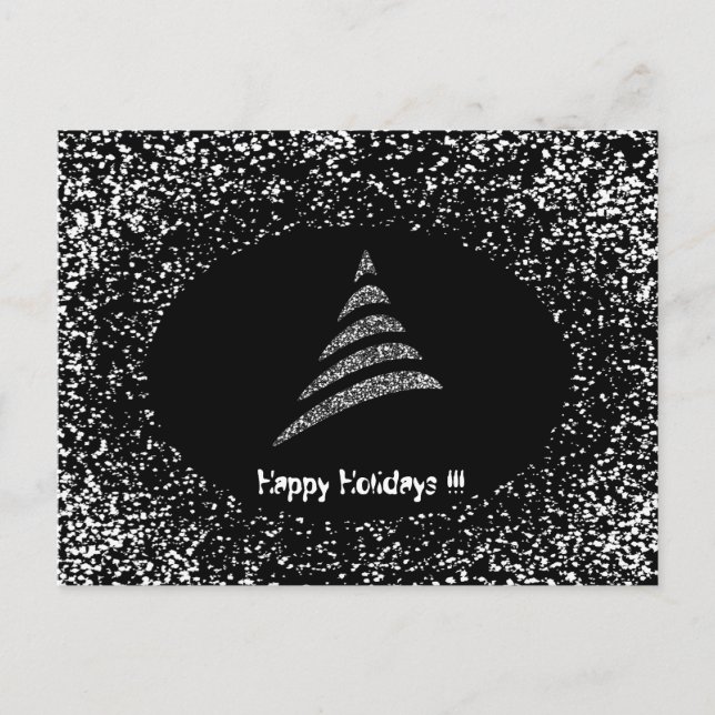 Cartes Pour Fêtes Annuelles Amiable Arbre de Noël Artistique Monochrome (Devant)