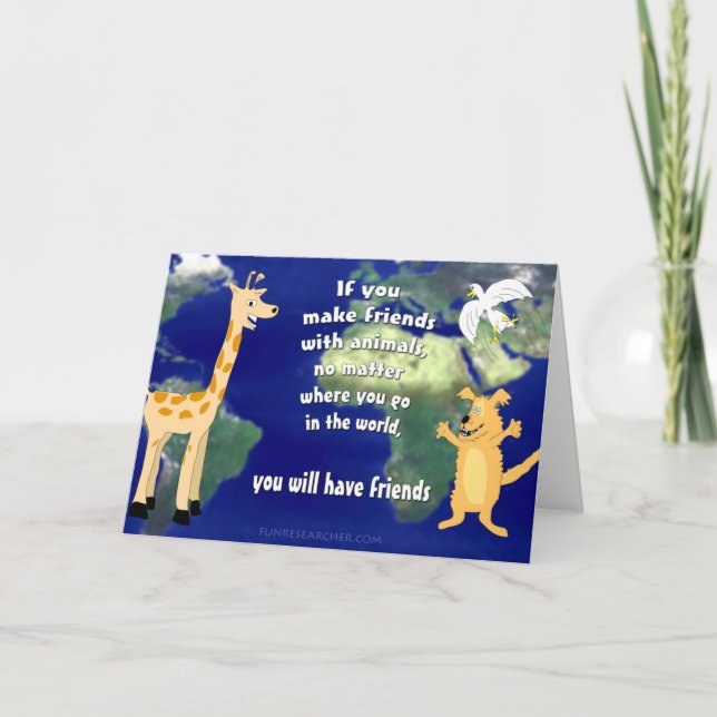 Cartes Pour Fêtes Annuelles Amis avec animaux (Devant)
