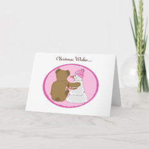 Cartes Pour Fêtes Annuelles Amis Bonhomme de Neige Thème Rose