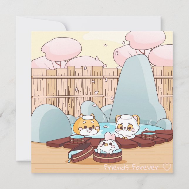 Cartes Pour Fêtes Annuelles Amis de Kawaii (Devant)