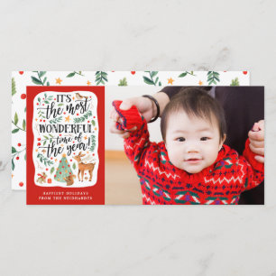 Cartes Pour Fêtes Annuelles Amis de la forêt   Blanc   Photo