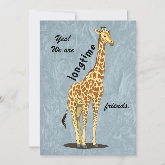 Cartes Pour Fêtes Annuelles Amis de longue date - avec image de girafe (Devant)