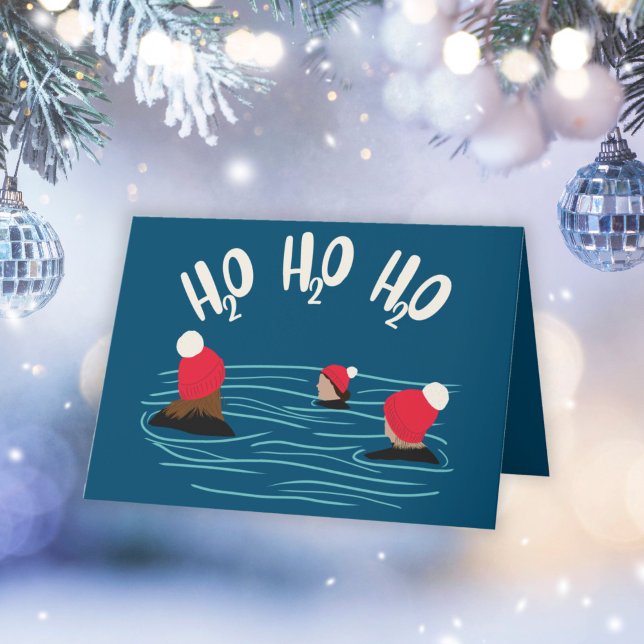 Cartes Pour Fêtes Annuelles Amis de natation sauvage en Noël casquette laineux (Créateur téléchargé)