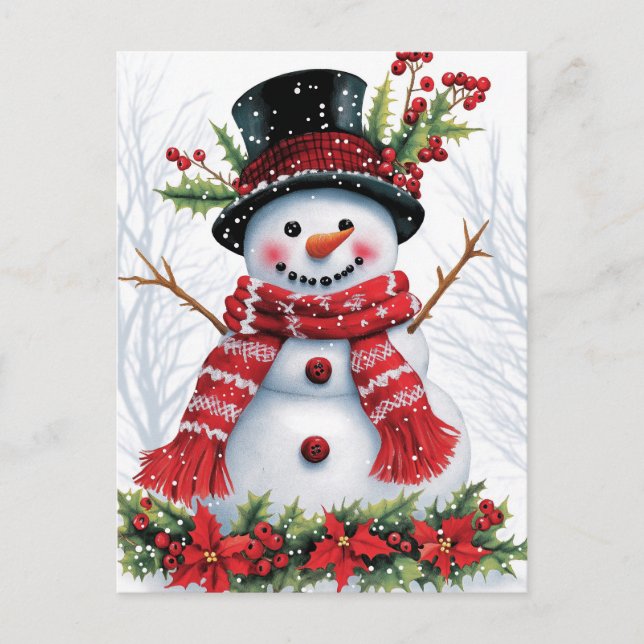 Cartes Pour Fêtes Annuelles Amis des forêts d'hiver | Festif Snowman (Devant)