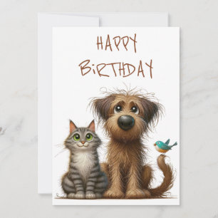 Cartes Pour Fêtes Annuelles Amitié ironique du chien et du chat