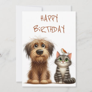 Cartes Pour Fêtes Annuelles Amitié ironique du chien et du chat