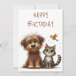 Cartes Pour Fêtes Annuelles Amitié ironique du chien et du chat