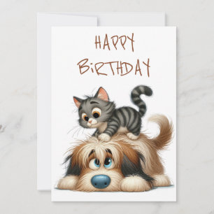 Cartes Pour Fêtes Annuelles Amitié ironique du chien et du chat