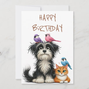 Cartes Pour Fêtes Annuelles Amitié ironique du chien et du chat